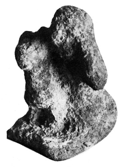 IB 29 Bronze-Figurine Kniender mit Hund nach rechts